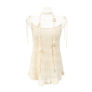 Korean-Style Summer Hollow Lace Collar Knitted Camisole Casual Sun Protection Cardigan for Women