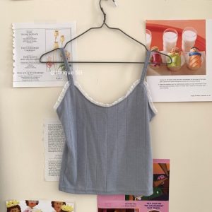 Korean-Style Summer Lace Splicing Slimming Vertical Stripe Camisole and Long Sleeve Knitted Cardigan for Sun Protection