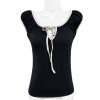 Korean Style Summer Polka Dot Tie-Up Pleated Slim-Fit Short Sleeve T-Shirt & Straight Casual Pants Set