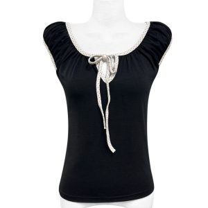 Korean Style Summer Polka Dot Tie-Up Pleated Slim-Fit Short Sleeve T-Shirt & Straight Casual Pants Set