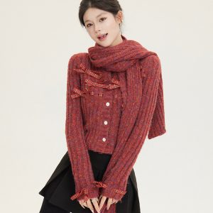 Korean Style Warm Versatile Knitted Scarf Set for Autumn Winter - New Year Series Fashion Accessory