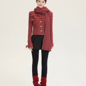 Korean Style Warm Versatile Knitted Scarf Set for Autumn Winter - New Year Series Fashion Accessory