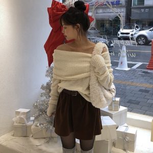 Korean Style Winter Mini Skirt Set with Waist Belt in Beautiful Matte Velvet - Trendy Fashion for Girls