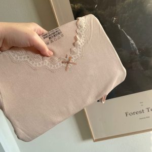 Lace Bow Tie Autumn Top and Pants Set - Gentle White Thermal Underwear with Cashmere Feel for Cozy Fall Style