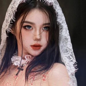 Lace Choker Necklace with Cross for Women - Sweet Cool Sexy Cosplay Collarbone Accessory