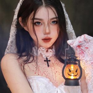 Lace Choker Necklace with Cross for Women - Sweet Cool Sexy Cosplay Collarbone Accessory