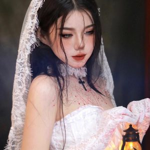Lace Choker Necklace with Cross for Women - Sweet Cool Sexy Cosplay Collarbone Accessory