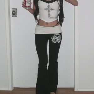 Lace Slim-Fit Low-Waist Long Pants Set for Women - Sexy 2024 Spring/Summer Fashion, Chic & Trendy Style for Girls
