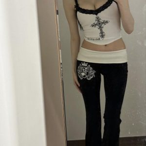 Lace Slim-Fit Low-Waist Long Pants Set for Women - Sexy 2024 Spring/Summer Fashion, Chic & Trendy Style for Girls