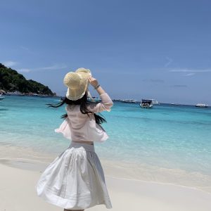 Lady Floral Bud Skirt with Starfish Scallop Buckle - Stiff Wide Hem for Versatile Salty or Sweet Style - Perfect for Y2K and Korean Fashion
