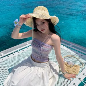 Lady Floral Bud Skirt with Starfish Scallop Buckle - Stiff Wide Hem for Versatile Salty or Sweet Style - Perfect for Y2K and Korean Fashion