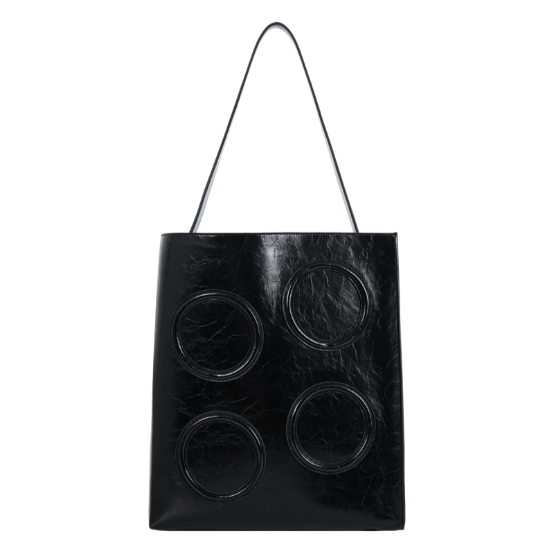 Large Capacity Leather Shoulder Tote Bag - Boya Circle Design, Stylish L Size, Perfect for Everyday Use and Travel