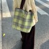 Large Capacity Plaid Tote Bag - Vintage Casual Commuter Bag for Relaxed Style - Perfect for Daily Use and Art Museum Visits