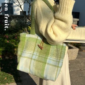 Large Capacity Wool Shoulder Tote Bag - Versatile Casual Fashion Bag for Everyday Use