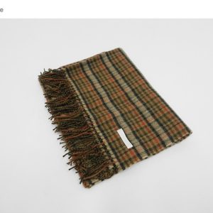 Latte Orchid Orange Coffee Plaid Scarf with Tassels - Korean Style Shawl for Chic Layering