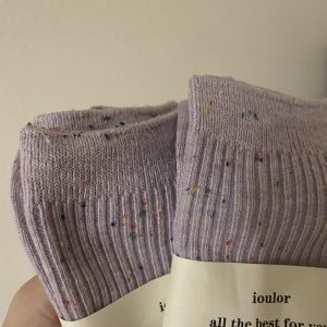 Lavender Cake Crumb Short Socks - Soft Texture, Trendy 90s Inspired Style
