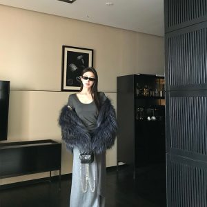 Layered Galaxy Raccoon Fur Double-Sided Woven Short Slim Coat for Women - High-End Fashion Outerwear