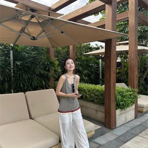 Leisure Vacation Style Women's Round Neck Vest - Relaxed Fit Versatile Top for Effortless 90s-Inspired Fashion