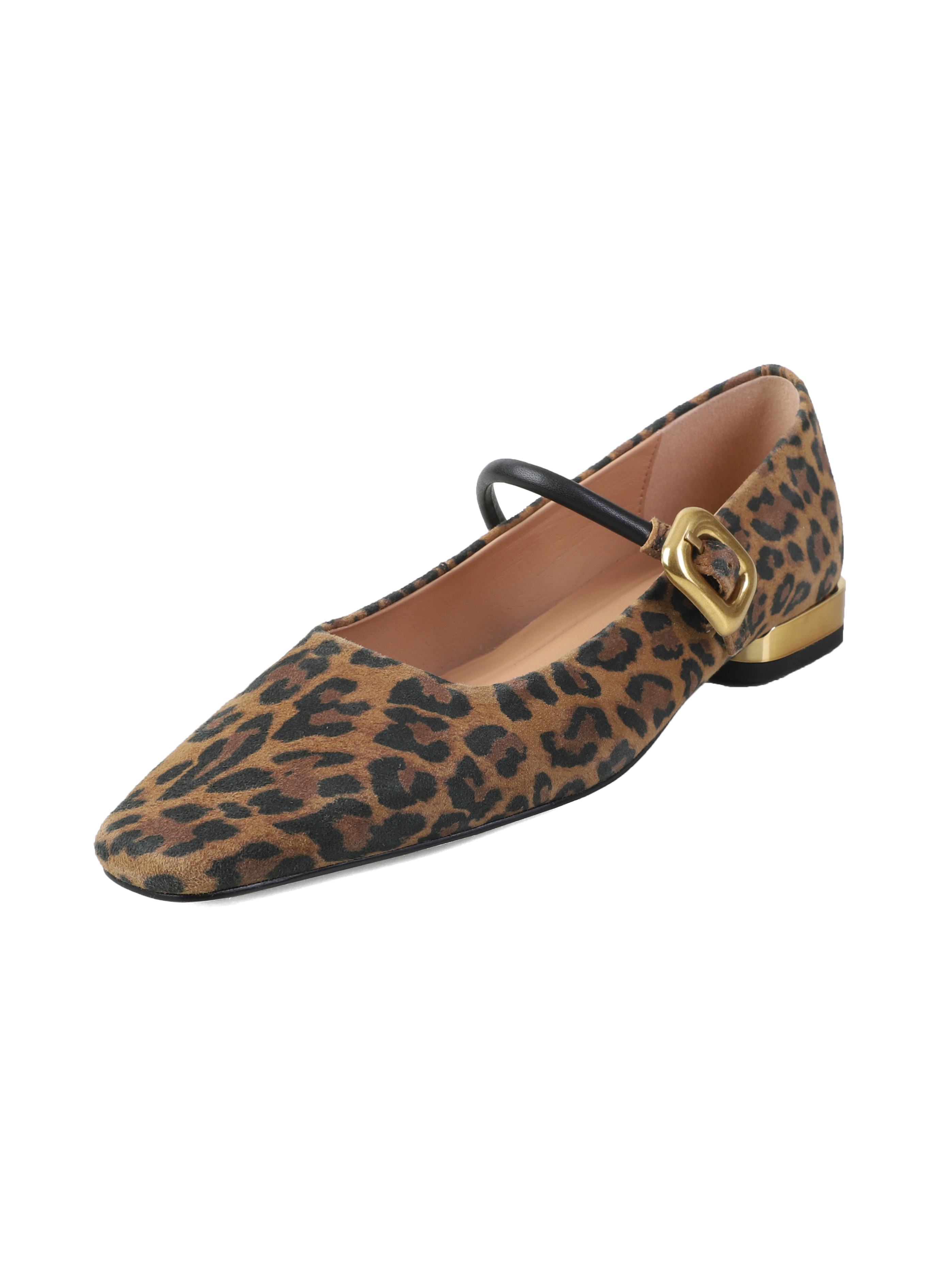 Leopard Print Chunky Heel Mary Jane Shoes - Spring Autumn Shallow Mouth Square Toe Sheepskin Flats for Stylish Comfort