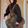 Leopard Print Pocket Overalls for Men and Women, Retro American Street Style, Loose Fit Wide-Leg Denim Pants