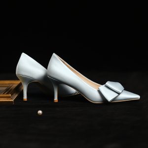 Light Blue Bridal High Heels - Comfortable French Style Wedding Shoes for Niche Design Gowns, Elegant and Chic