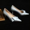 Light Blue Bridal High Heels - Comfortable French Style Wedding Shoes for Niche Design Gowns, Elegant and Chic