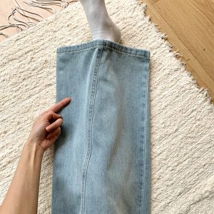 Light Blue High-Waisted Wide-Leg Denim Pants for Women, Summer Curved Knife Cut Loose Fit Trousers