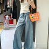 Light Blue High-Waisted Wide-Leg Jeans for Women, Loose Fit Summer Style, Flattering Straight-Leg Floor-Length Pants