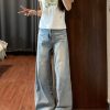 Light Blue Vintage Wide-Leg Jeans for Women, High-Waisted Loose Fit, Relaxed Drape, Straight-Leg Summer Style Pants