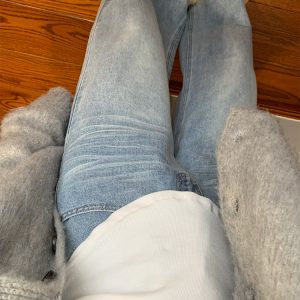 Light Blue Wide-Leg Denim Pants for Summer, Vintage Washed High-Waisted Loose-Fitting Straight-Leg Trousers, Versatile Y2K Style