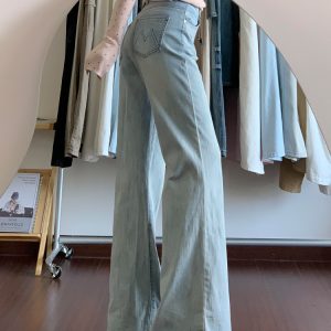 Light-Colored High-Waisted Flared Jeans for Women - Slim Wide-Leg Summer Pants, Trendy Casual Style
