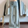 Light-Colored High-Waisted Flared Jeans for Women - Slim Wide-Leg Summer Pants, Trendy Casual Style