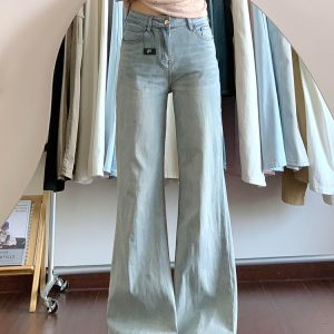 Light-Colored High-Waisted Flared Jeans for Women - Slim Wide-Leg Summer Pants, Trendy Casual Style