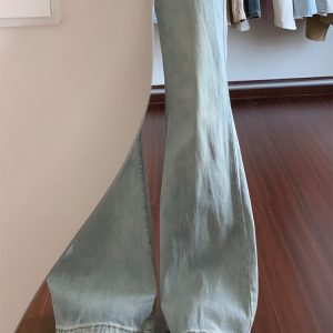 Light-Colored High-Waisted Flared Jeans for Women - Slim Wide-Leg Summer Pants, Trendy Casual Style