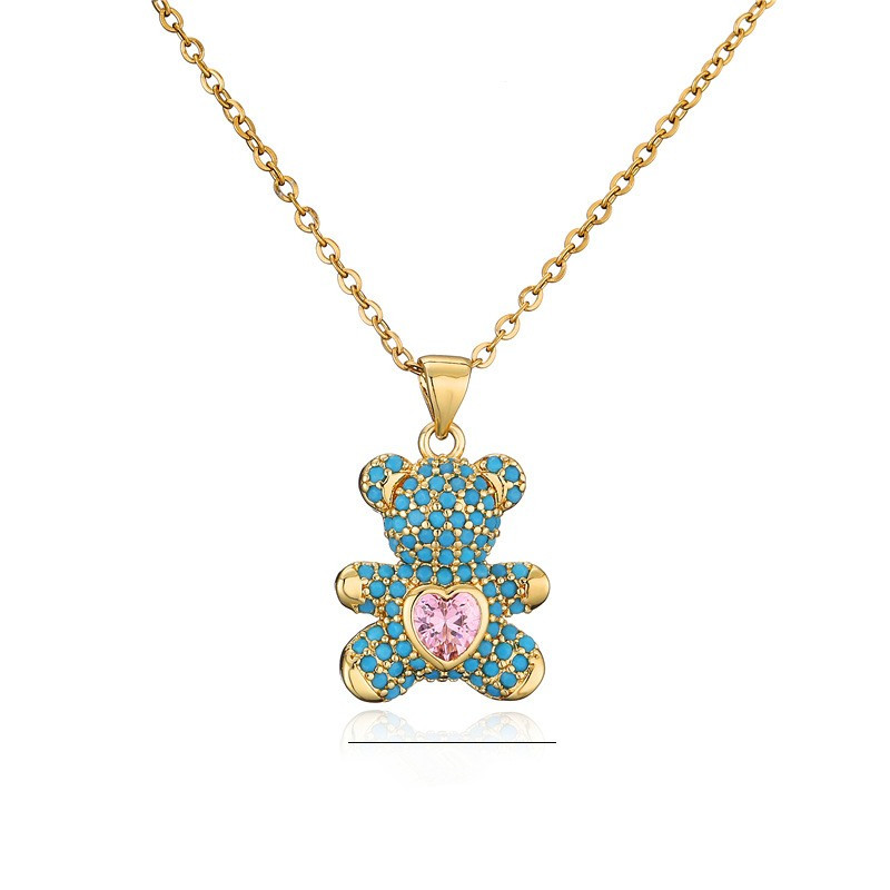 Light Luxury Full Diamond Small Bear Necklace for Women, Versatile Clavicle Chain, High-End Gift for Girlfriend