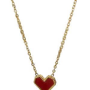 Light Luxury Red Heart Necklace and Earrings Set for Women - Elegant Collarbone Chain Jewelry Trend
