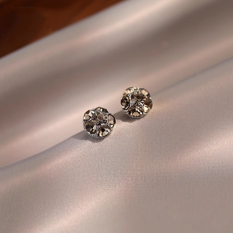Light Luxury Round Ball Earrings for Women, Unique High-End Ear Studs, Elegant Fashion Accessory