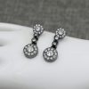 Light Luxury Sparkling Gemstone Earrings, Textured Water Drill Ear Pendants, Hypoallergenic Black Jewelry, Korean Style Accessories