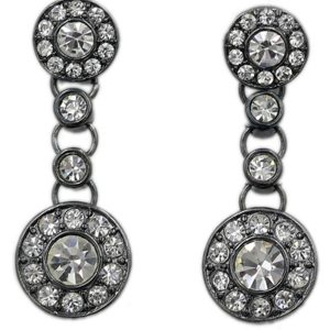 Light Luxury Sparkling Gemstone Earrings, Textured Water Drill Ear Pendants, Hypoallergenic Black Jewelry, Korean Style Accessories