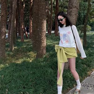 Lightweight Long Sleeve T-Shirt for Women, Hazy Floral Print, Summer Vibes, Sun Protection, Trendy Korean Style Top