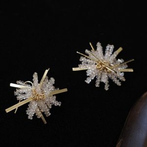 Lightweight No-Piercing Fireworks Ear Clips for Women - Sparkling Mosquito Coil Design for New Year Celebrations