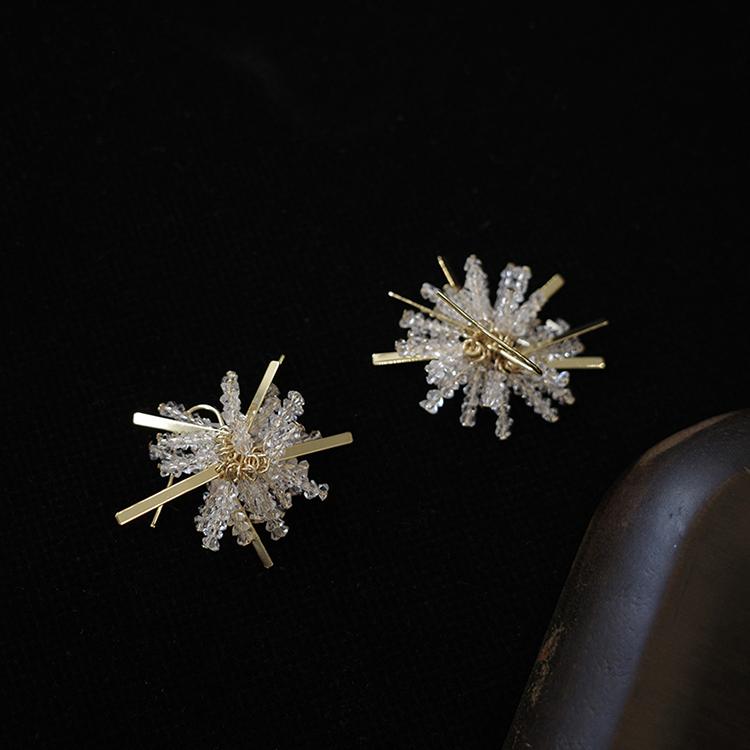 Lightweight No-Piercing Fireworks Ear Clips for Women - Sparkling Mosquito Coil Design for New Year Celebrations