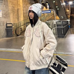 Limited Edition Embroidered Snake Flight Jacket - Vintage American Style, Spring 2025 Trend, Loose Fit Coat
