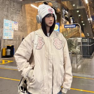 Limited Edition Embroidered Snake Flight Jacket - Vintage American Style, Spring 2025 Trend, Loose Fit Coat