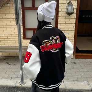 Limited Edition Velvet Embroidered Baseball Jacket for Couples - Loose Fit Red Coat, National Trend Spring Style for Year of the Snake