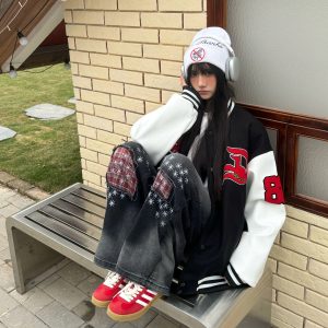 Limited Edition Velvet Embroidered Baseball Jacket for Couples - Loose Fit Red Coat, National Trend Spring Style for Year of the Snake