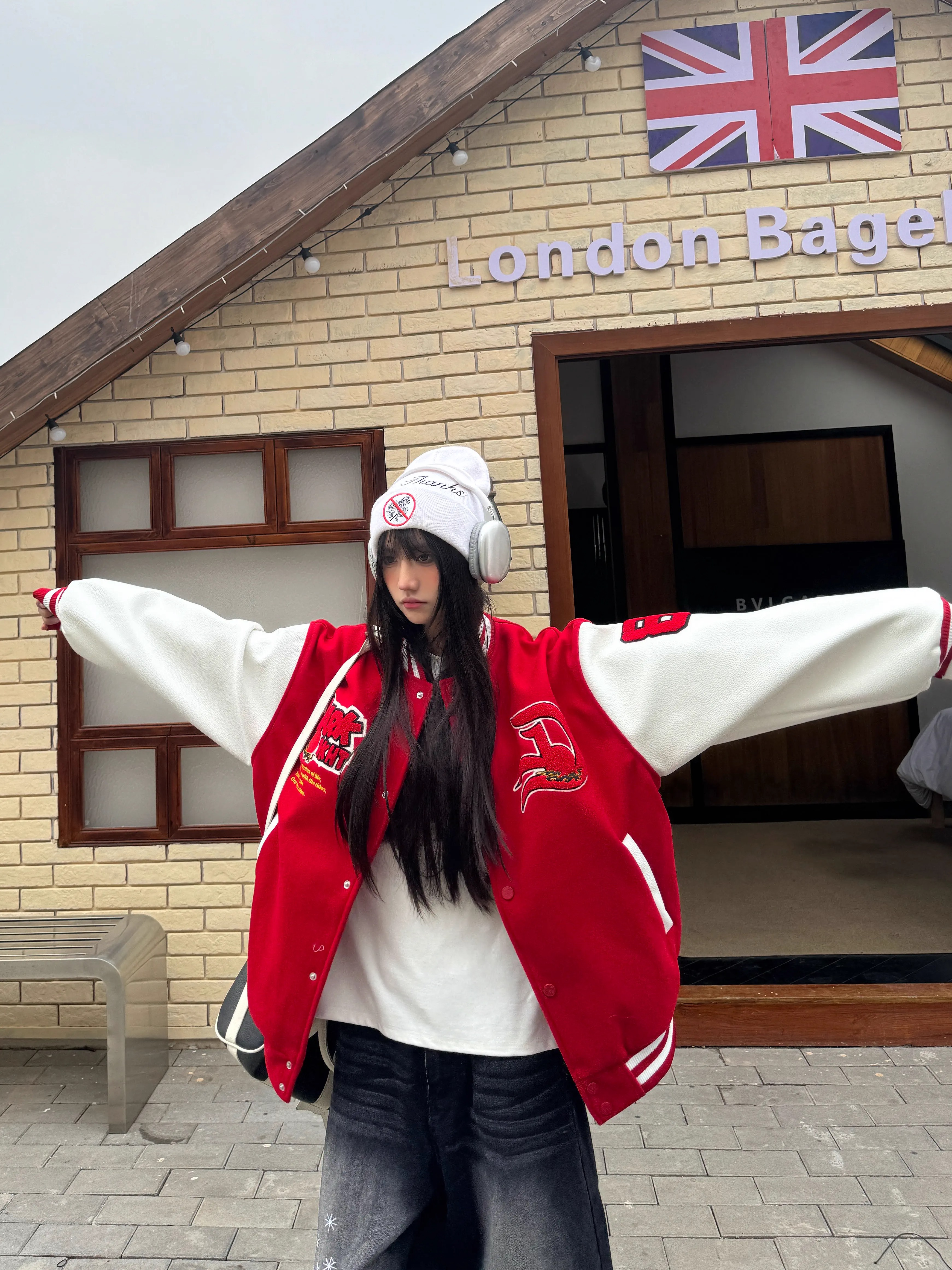 Limited Edition Velvet Embroidered Baseball Jacket for Couples - Loose Fit Red Coat, National Trend Spring Style for Year of the Snake