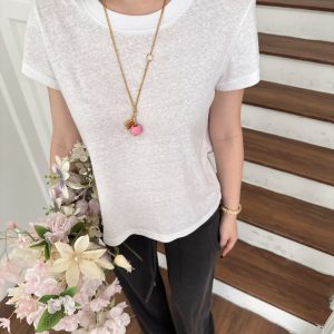 Linen Blend Snowflake Tee - Perfect Fit for Hot Summer Days, Trendy Summer Fashion, Lightweight and Breathable