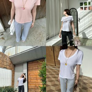 Linen Blend Snowflake Tee - Perfect Fit for Hot Summer Days, Trendy Summer Fashion, Lightweight and Breathable