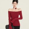 Long Sleeve Off-Shoulder T-Shirt for Women with Bell Sleeves - Winter 2024 New Design, Stylish Base Top, Y2K Fashion